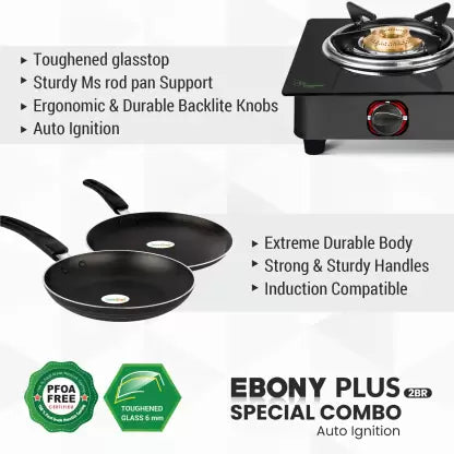 Greenchef Ebony Plus Special Combo AI Glass Automatic Gas Stove (2 Burners) Greenchef Ebony Plus Special Combo AI Glass Automatic Gas Stove (2 Burners)